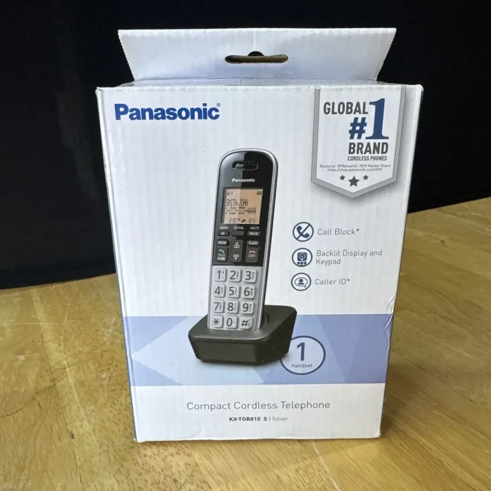 Panasonic Compact Cordless Telephone, Silver, KX-TGB810 S